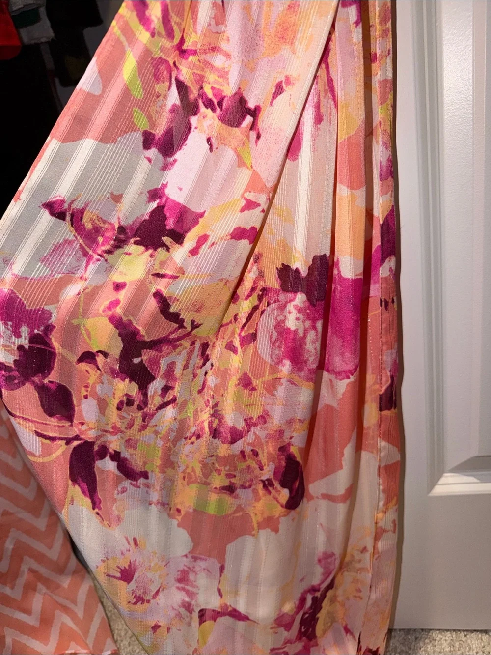 Floral Pink Orange Infinity Scarf